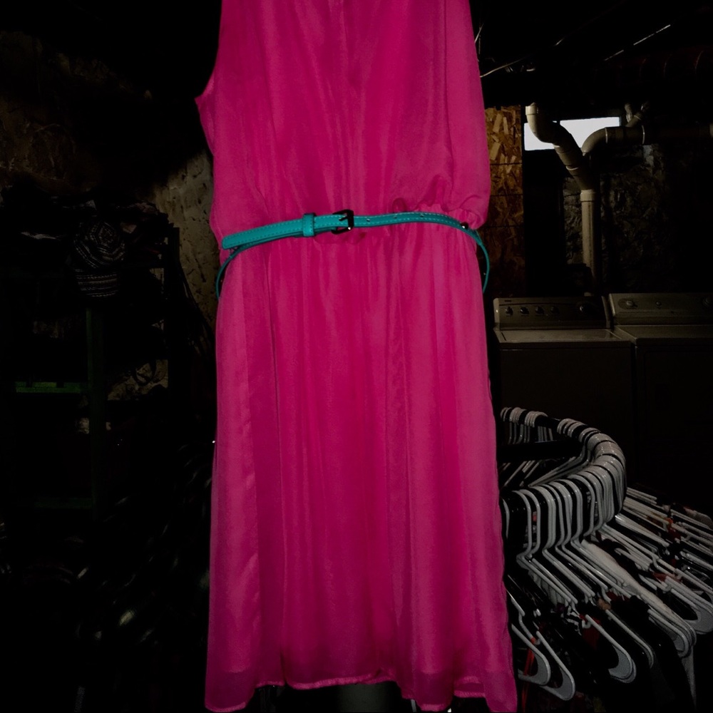 Pink racer back shirt dress